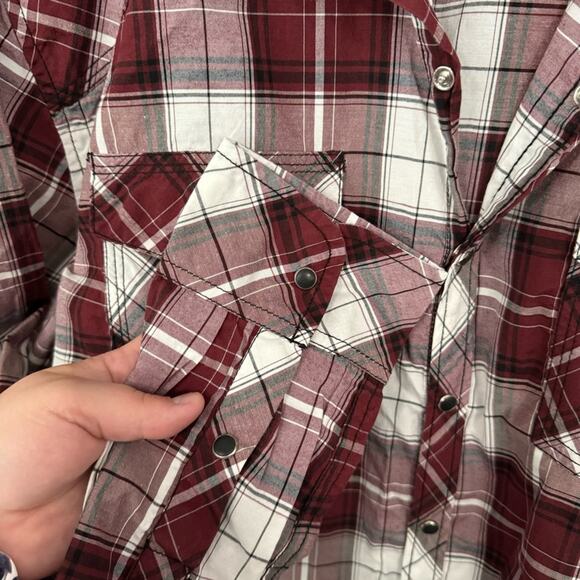 Reclaim Athletic Fit Snap Button Down Red Plaid Shirt Men’s Size XXL - Picture 3 of 7